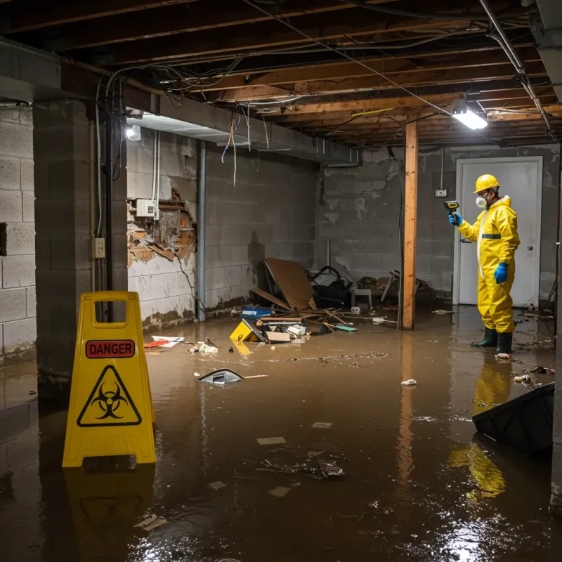 Flooded Basement Electrical Hazard in Alton, MO Property